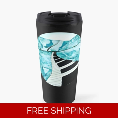 Travel Mug Black Piano Window Logo Full